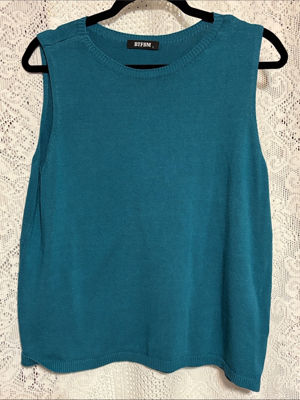 Women’s Teal Sleeveless Knit Top 100% Viscose